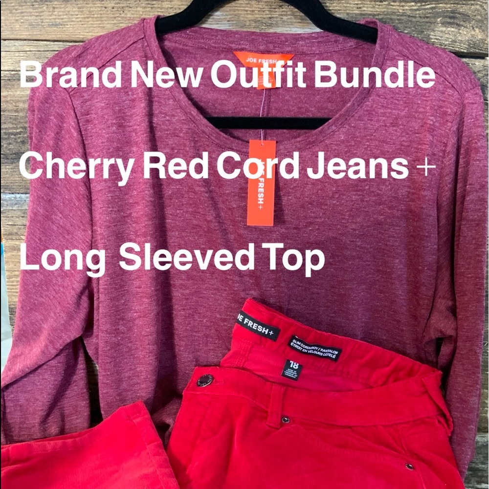 Cherry Red Jeans size 18 Pink Top size 1x listing includes both items Brand New